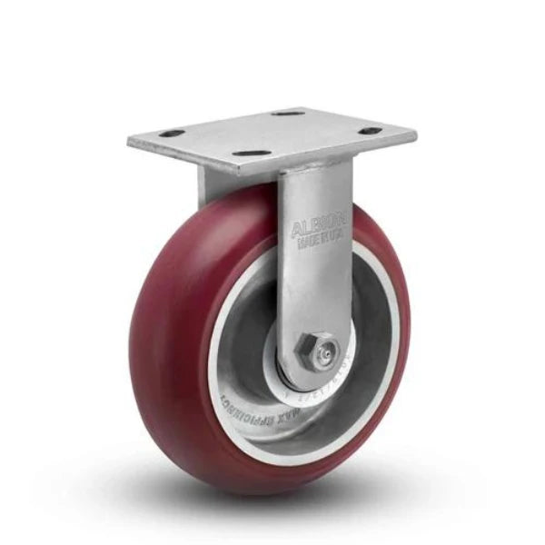 Albion Casters 6" x 2" Rigid Caster with MAX Efficiency Maroon Wheel - Floor-Protective, Maintenance-Free, 1250 lb Capacity - USA Made Albion-Casters