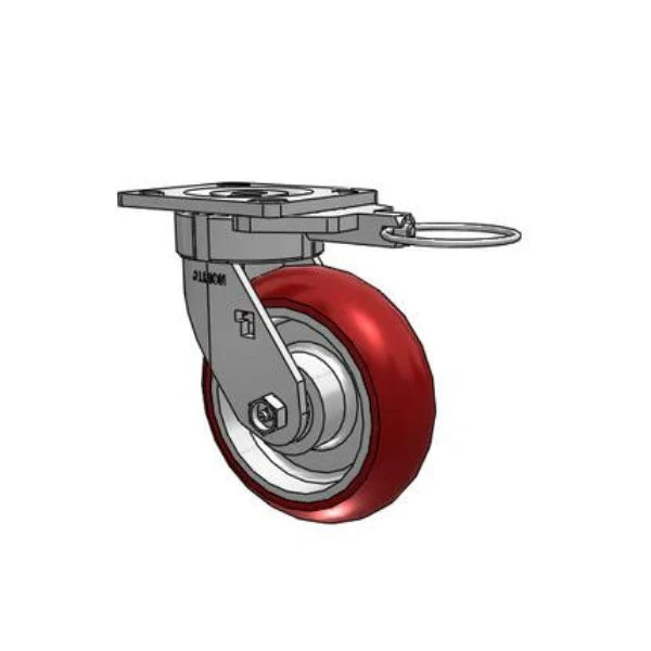 Albion Casters 6" x 2" Maintenance-Free Swivel Caster with Swivel Lock - MAX Efficiency Maroon Wheel, 1250 lb Load Capacity, 4" x 4.5" Plate - Model 18AX06228SL Albion-Casters