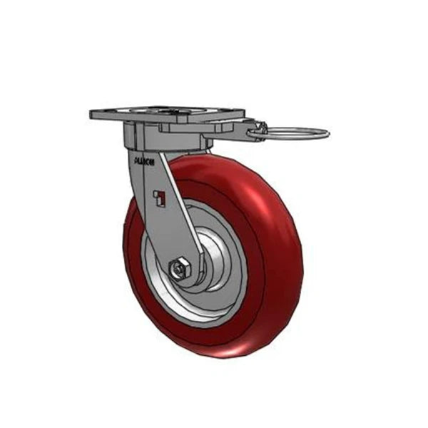 Albion Casters 8" x 2" Maintenance-Free Swivel Caster with Advanced Swivel Lock and MAX Efficiency Maroon Wheel - 1250 lb Capacity, 4" x 4.5" Plate, Made in USA - SKU 18AX08228SL Albion-Casters