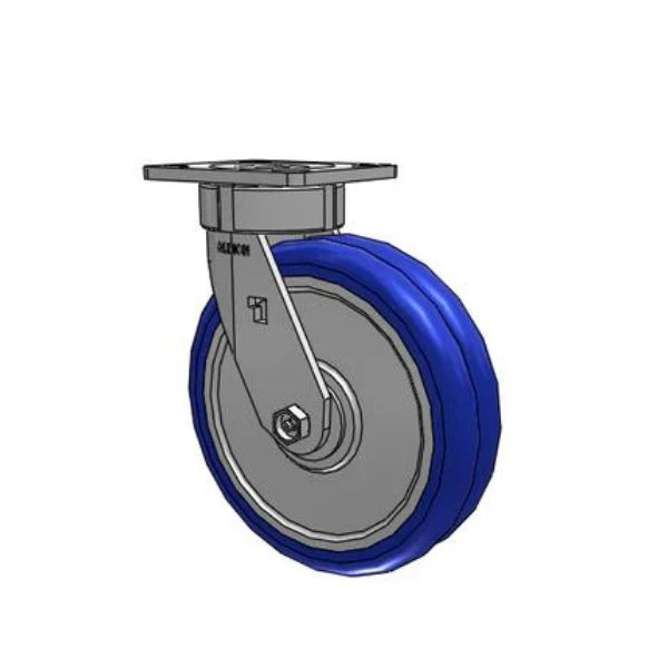 Albion Casters 8" x 2" Maintenance-Free Swivel Caster with EAZ Crowned Wheel & 4" x 4.5" Plate - 1250 lb Capacity, Floor Protective, Made in USA - Model 18EY08228S Albion-Casters