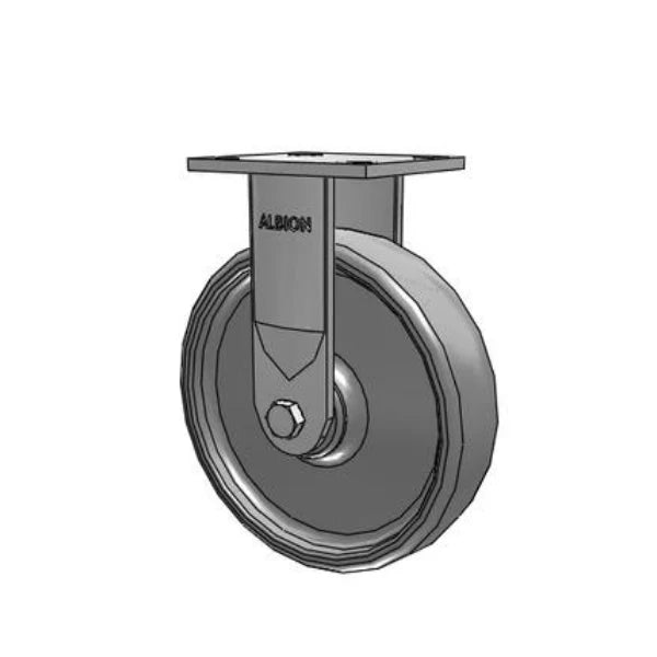 Albion Casters 8" x 2" Maintenance-Free Rigid Caster with Solid Elastomer Wheel - High-Performance, 1200 lb Capacity - 4" x 4.5" Plate - 18SE08228R Albion-Casters