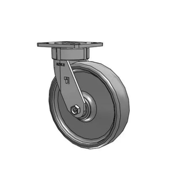 Albion Casters 8" x 2"  Maintenance-Free Solid Elastomer Wheel Caster - with 4" x 4.5" Plate, 1200 lb Capacity, Made in USA - Model 18SE08228S Albion-Casters