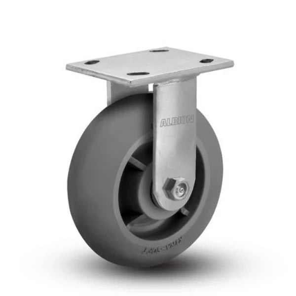 Albion Casters 8" x 2" Maintenance-Free Rigid Performance-Rubber Donut Wheel Caster - 4" x 4.5" Plate, High-Durability Industrial Caster - 18XR08228R Albion-Casters