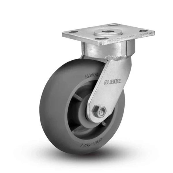 Albion Casters 8" x 2" Maintenance-Free Swivel Caster with Performance-Rubber Donut Wheel and 4" x 4.5" Plate - Heavy-Duty, Low Maintenance, High Durability - Model 18XR08228S Albion-Casters