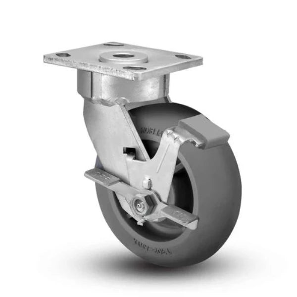 Albion Casters 8" x 2" Maintenance-Free Side Lock Performance-Rubber Donut Wheel Caster with 4" x 4.5" Plate - Durable Industrial Caster 18XR08228SFBC Albion-Casters