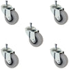 2 Inch Gray Rubber Caster Set - 5 Pack | 80 lbs Capacity Per Caster | Light Duty Furniture