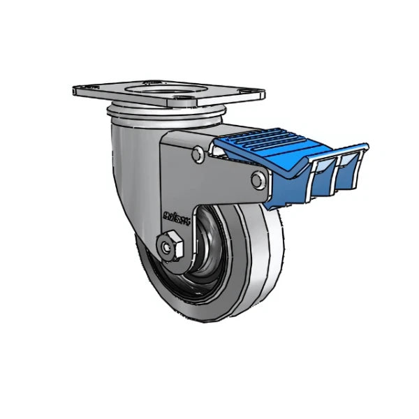 3.5" Conductive Performa Swivel Caster with Direction Lock - 225 lb Capacity, 2.5"x3.625" Plate CasterHQ