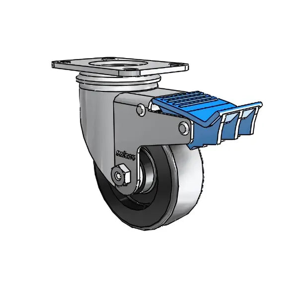 3.5" x 1.25" Stainless Polyolefin Delrin Bearing Direction Lock Caster with 2.5" x 3.625" Plate - High-Performance Industrial Caster for Heavy-Duty Use, Corrosion-Resistant and Reliable Mobility - 2.03156.53 -  | CasterHQ