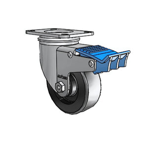 3.5"x1.25" Polyolefin Swivel Caster with Ball Bearing, Direction Lock, 230 lb Load Capacity, 2.5"x3.625" Plate colson-header