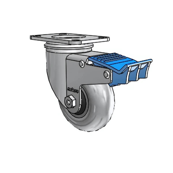 3.5" Conductive Performa Swivel Caster with Direction Lock - 210 lb Capacity, 2.5"x3.625" Plate CasterHQ