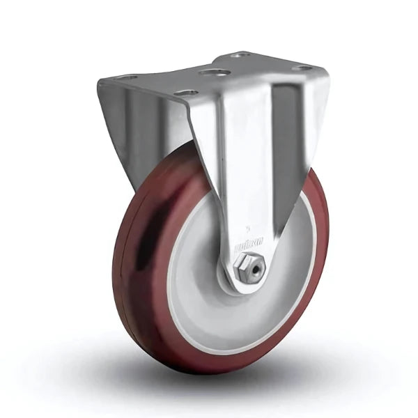 3.5"x1.25" Rigid Plate Caster with HI-TECH Polyurethane Wheel & Ball Bearings - 250 lb Capacity CasterHQ