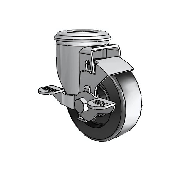 3.5"x1.25" Polyolefin Delrin Bearing Swivel Caster with Side-Lock Brake, 230 lb Load Capacity colson-header1