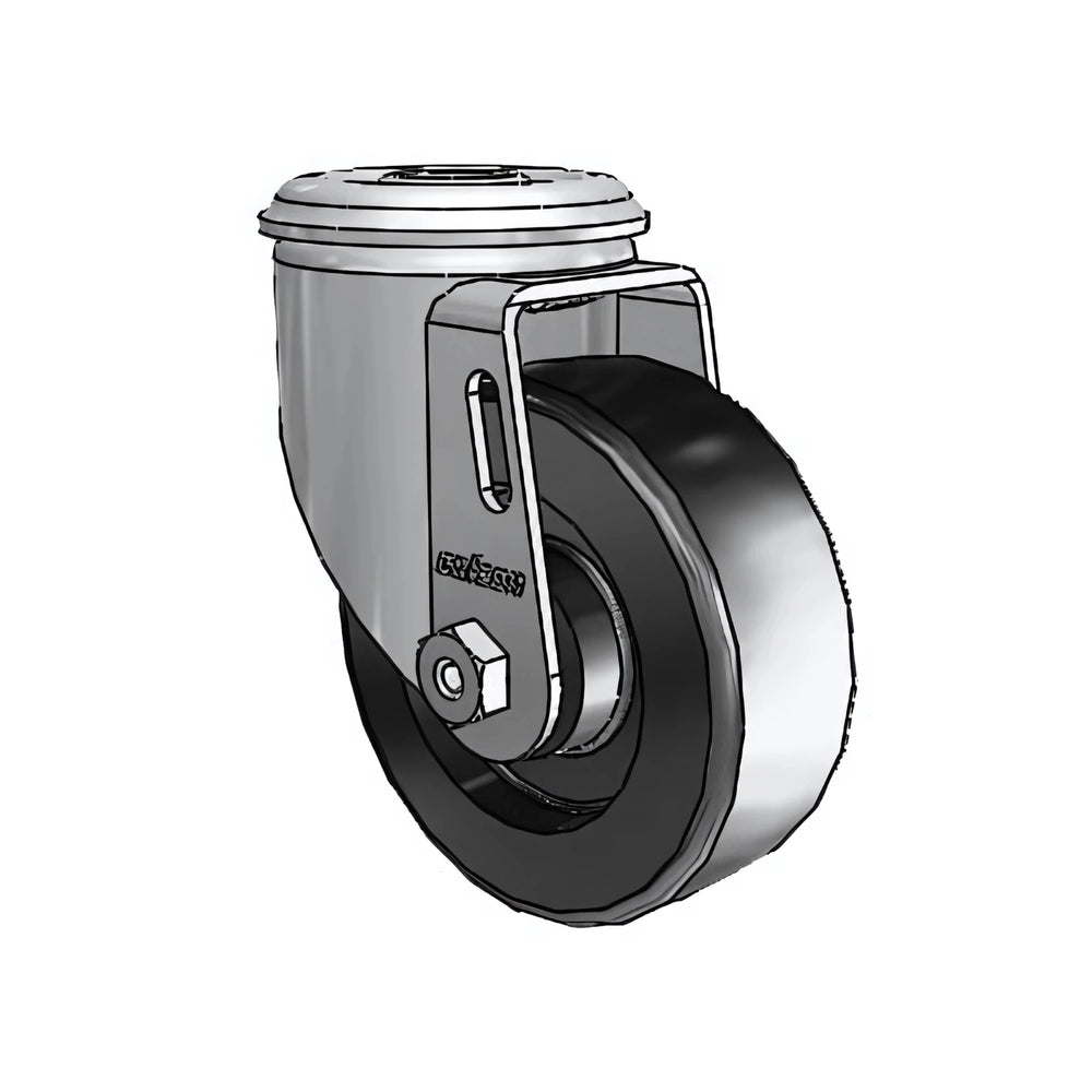 3.5"x1.25" Polyolefin Ball Bearing Swivel Caster with 230 lb Load Capacity and 1/2" Hollow Rivet colson-header1