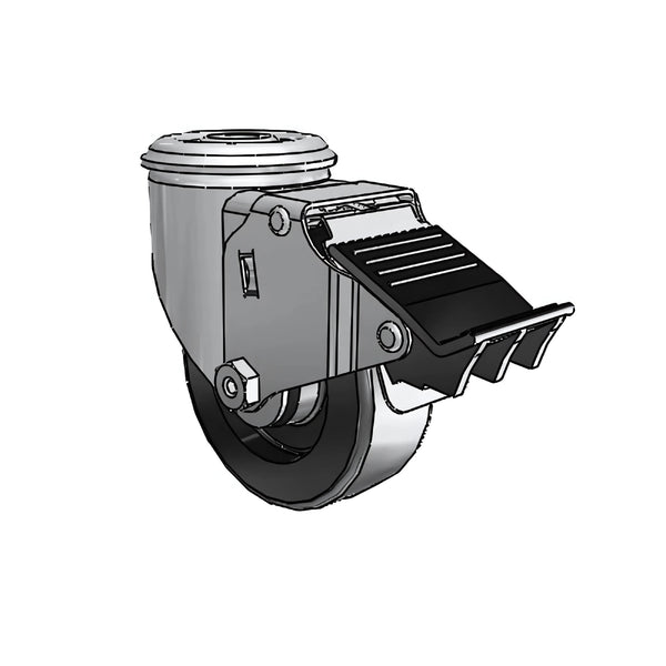 3.5"x1.25" Polyolefin Ball Bearing Swivel Caster with Total Lock, 230 lb Load Capacity, 1/2" Hollow Rivet Fastening colson-header1