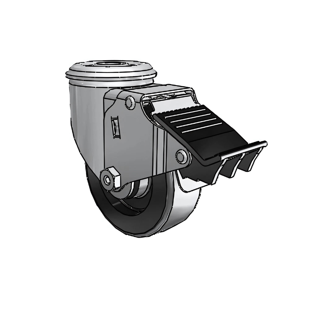 3.5"x1.25" Polyolefin Ball Bearing Swivel Caster with Total Lock, 230 lb Load Capacity, 1/2" Hollow Rivet Fastening colson-header1