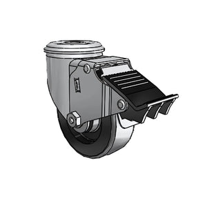 3.5"x1.25" Polyolefin Ball Bearing Swivel Caster with Total Lock, 230 lb Load Capacity, 1/2" Hollow Rivet Fastening colson-header1