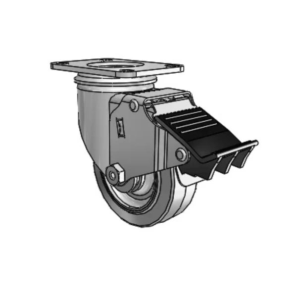 3.5" Performa Delrin Bearing Caster with Total Lock - 250 lb Capacity, 2.5"x3.625" Plate CasterHQ