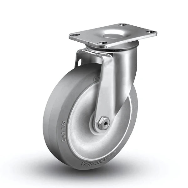 3.5" Swivel Plate Caster with Performa Rubber Ball Bearing Wheel - Heavy Duty, 250 lb Load Capacity CasterHQ