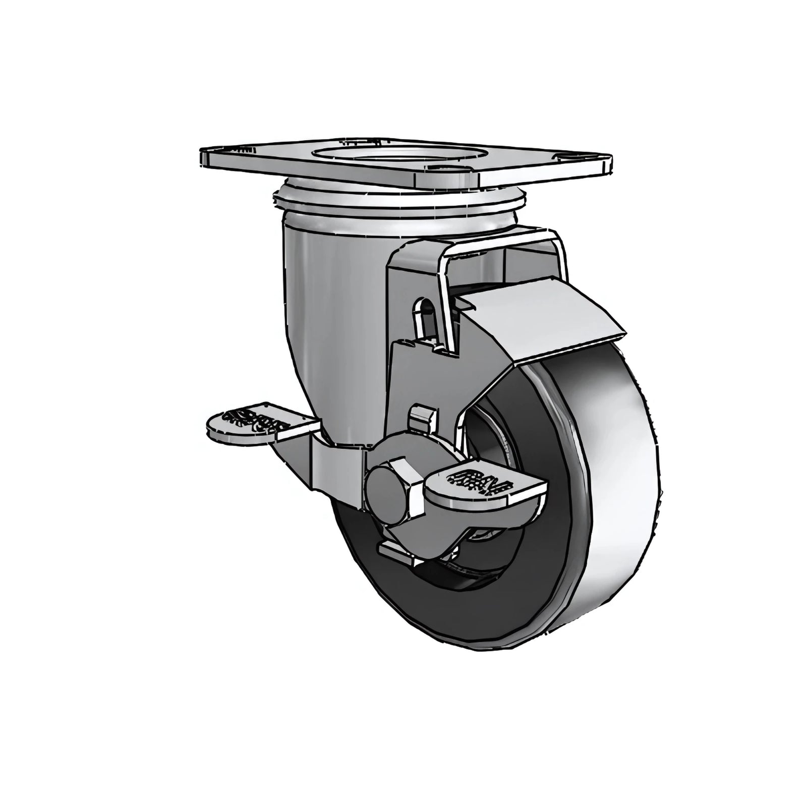 3.5"x1.25" Polyolefin Delrin Bearing Swivel Caster with Side-Lock and 2.5"x3.625" Plate – 230 lb Load Capacity colson-header