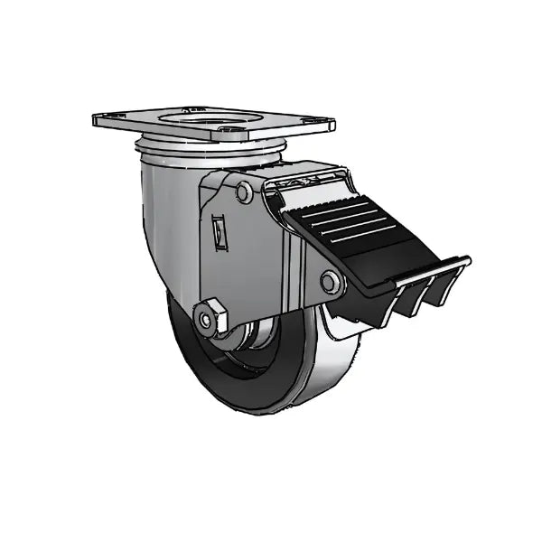 3.5" x 1.25" Stainless Steel Polyolefin Caster with Delrin Bearing and Total Lock - 2.03256.53 BRK5, 2.5" x 3.625" Plate for Heavy-Duty Industrial Use -  | CasterHQ