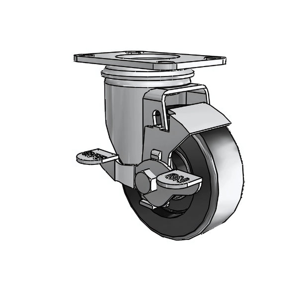 3.5"x1.25" Polyolefin Ball Bearing Swivel Caster with Side-Lock Brake | 230 lb Capacity | 2.5"x3.625" Plate colson-header