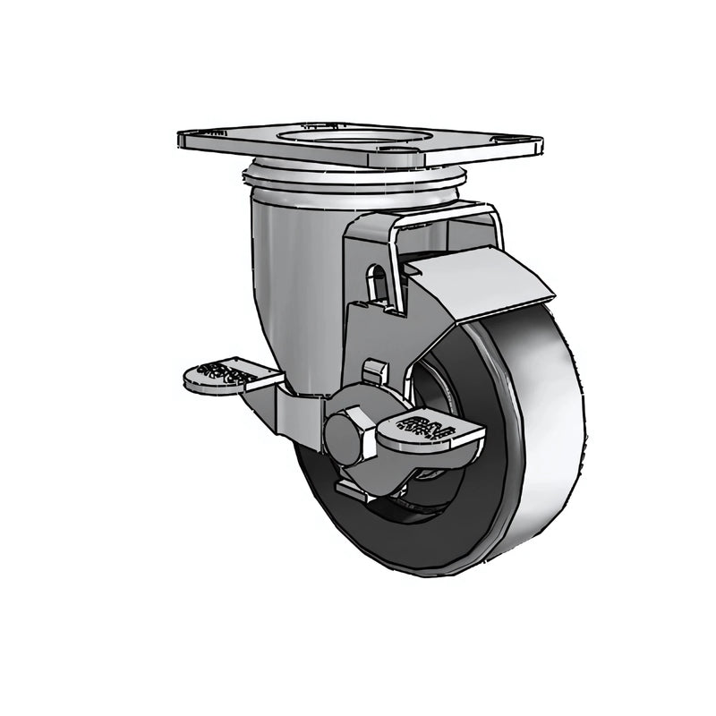 3.5"x1.25" Polyolefin Ball Bearing Swivel Caster with Side-Lock Brake | 230 lb Capacity | 2.5"x3.625" Plate colson-header