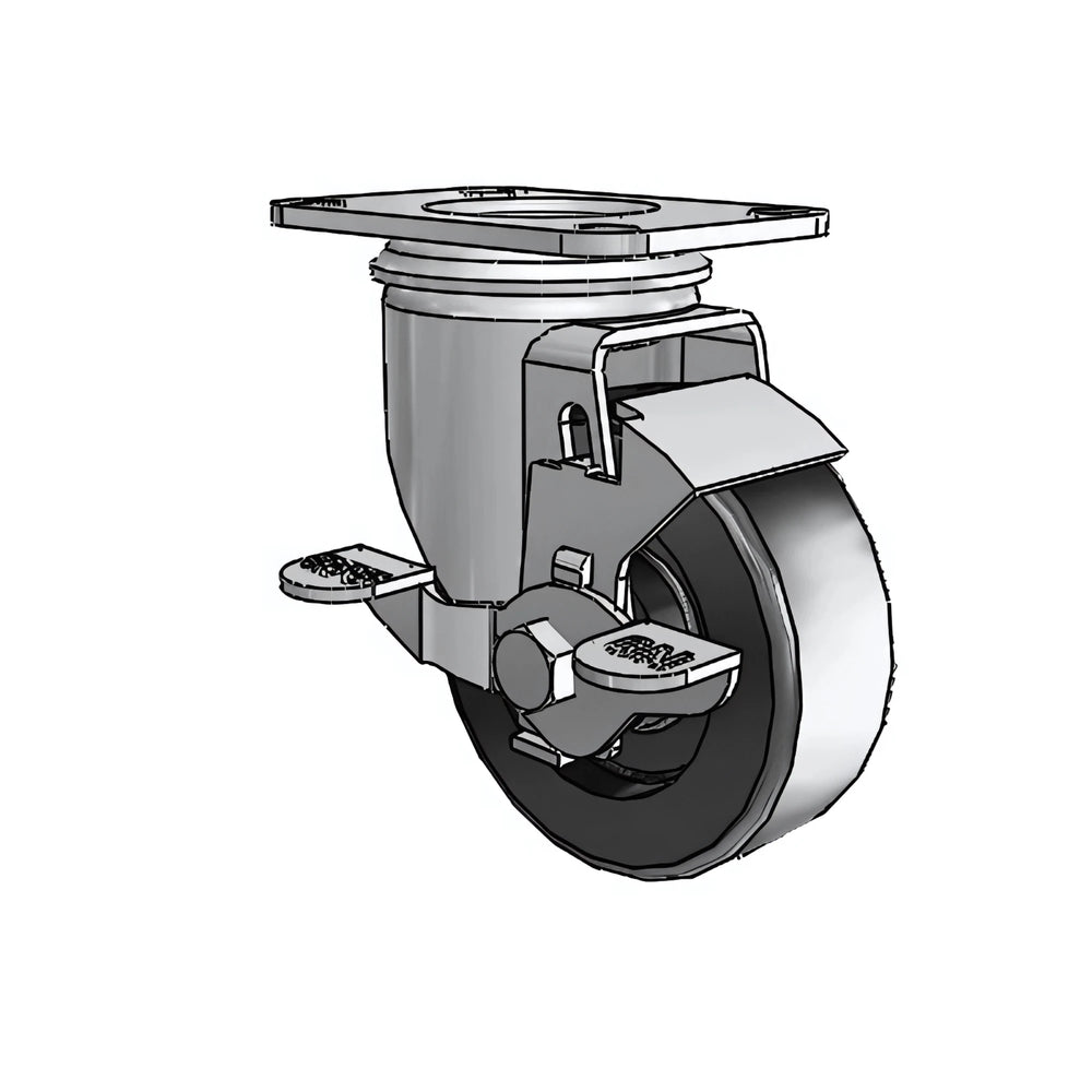 3.5"x1.25" Polyolefin Ball Bearing Swivel Caster with Side-Lock Brake | 230 lb Capacity | 2.5"x3.625" Plate colson-header