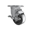 3.5"x1.25" Polyolefin Ball Bearing Swivel Caster with Side-Lock Brake | 230 lb Capacity | 2.5"x3.625" Plate colson-header