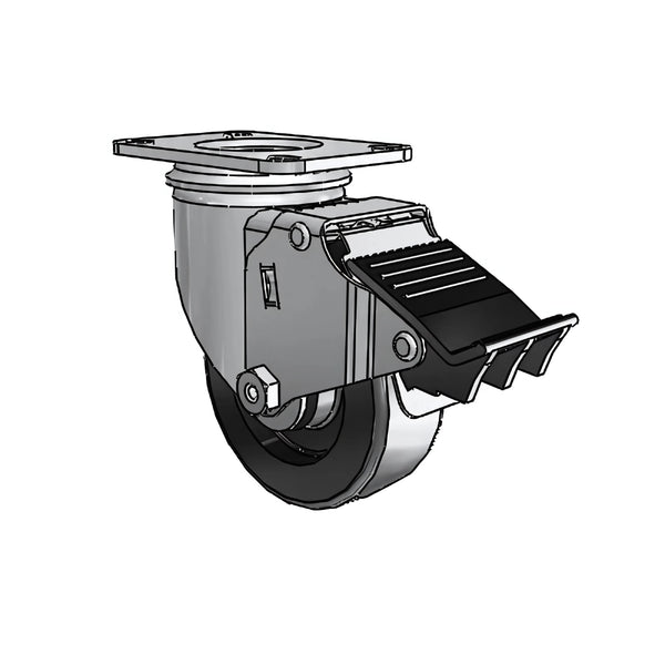 3.5" x 1.25" Polyolefin Swivel Caster with Total Lock, Ball Bearing, 230 lb Capacity, 2.5" x 3.625" Plate colson-header