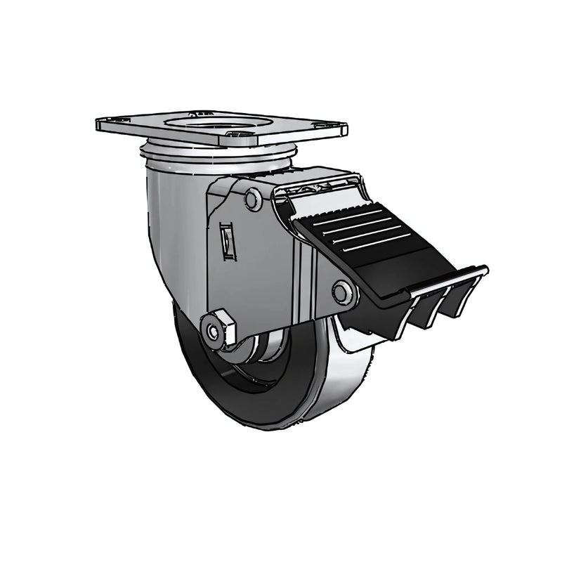 3.5" x 1.25" Polyolefin Swivel Caster with Total Lock, Ball Bearing, 230 lb Capacity, 2.5" x 3.625" Plate colson-header