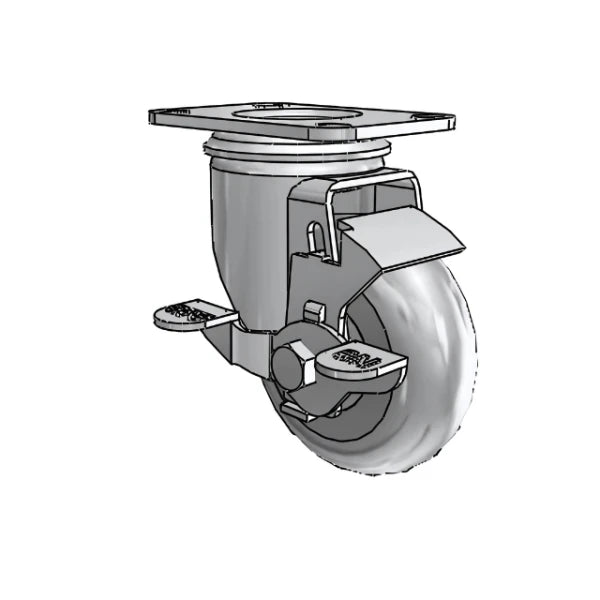 Performa Delrin Bearing Side-Lock Swivel Caster - 3.5" x 1.3125" with 2.5" x 3.625" Plate, 210 lb Capacity CasterHQ