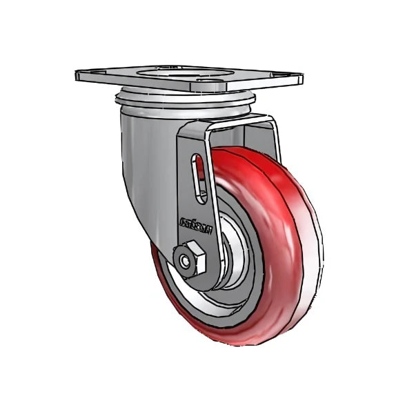 3.5" x 1.25" HI-TECH Delrin Bearing Swivel Caster - 250 lb Load Capacity, 2.5" x 3.625" Plate colson-header