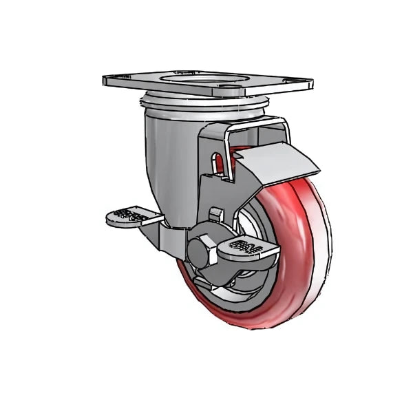 Colson 3.5" HI-TECH Swivel Caster with Side-Lock Brake | 250 lb Capacity | 2.5"x3.625" Top Plate | SKU: 2.03256.91 BRK1 colson-header