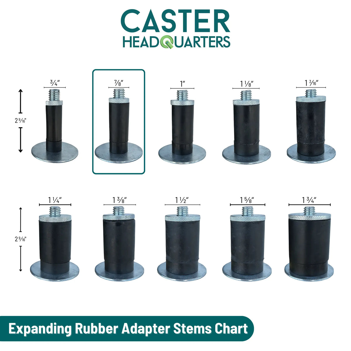 3.5" x 1.25" Polyolefin Caster with Delrin Bearing and Expanding Adapter for 7/8" to 15/16" Round Tubing - 2.03267.53 MTG41 -  | CasterHQ
