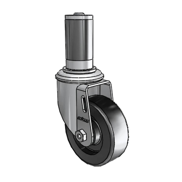 3.5" x 1.25" Polyolefin Delrin Bearing Caster with Expanding Adapter for 1-3/8" to 1-7/16" Inside Dia. Round Tubing - Durable Rigid Caster for Industrial and Commercial Use - Model 2.03267.53 MTG45 colson-header