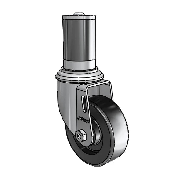 3.5" x 1.25" Polyolefin Delrin Bearing Caster with Expanding Adapter (1-5/8" to 1-11/16" Inside Dia. Round Tubing) - Durable Non-Swiveling Rigid Caster for Industrial & Commercial Use - Model 2.03267.53 MTG47 colson-header