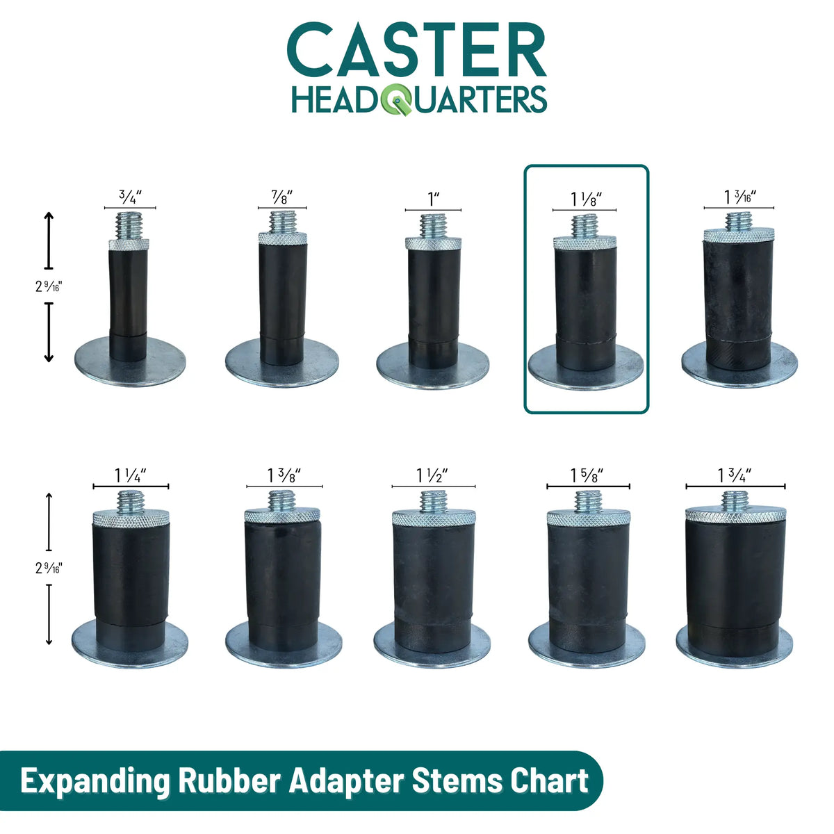 3.5" x 1.25" Polyolefin Delrin Bearing Caster with Expanding Adapter (MTG53) - 1-1/8" to 1-3/16" Inside Dia. Square Tubing, Smooth Rolling Performance, and Corrosion-Resistant Design for Light to Medium-Duty Applications -  | CasterHQ