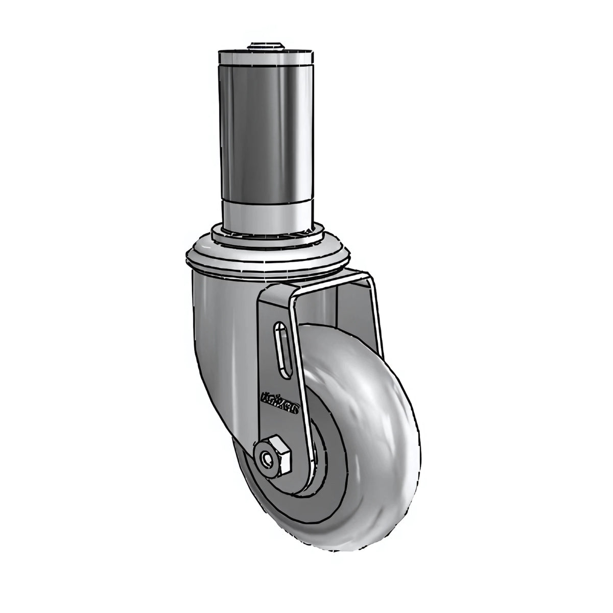 3.5" x 1.25" Performa Delrin Bearing Caster with Expanding Adapter for 1-3/8" to 1-7/16" Inside Dia. Round Tubing - Durable Rigid Caster for Industrial and Commercial Use - Model 2.03267.561 MTG45 colson-header