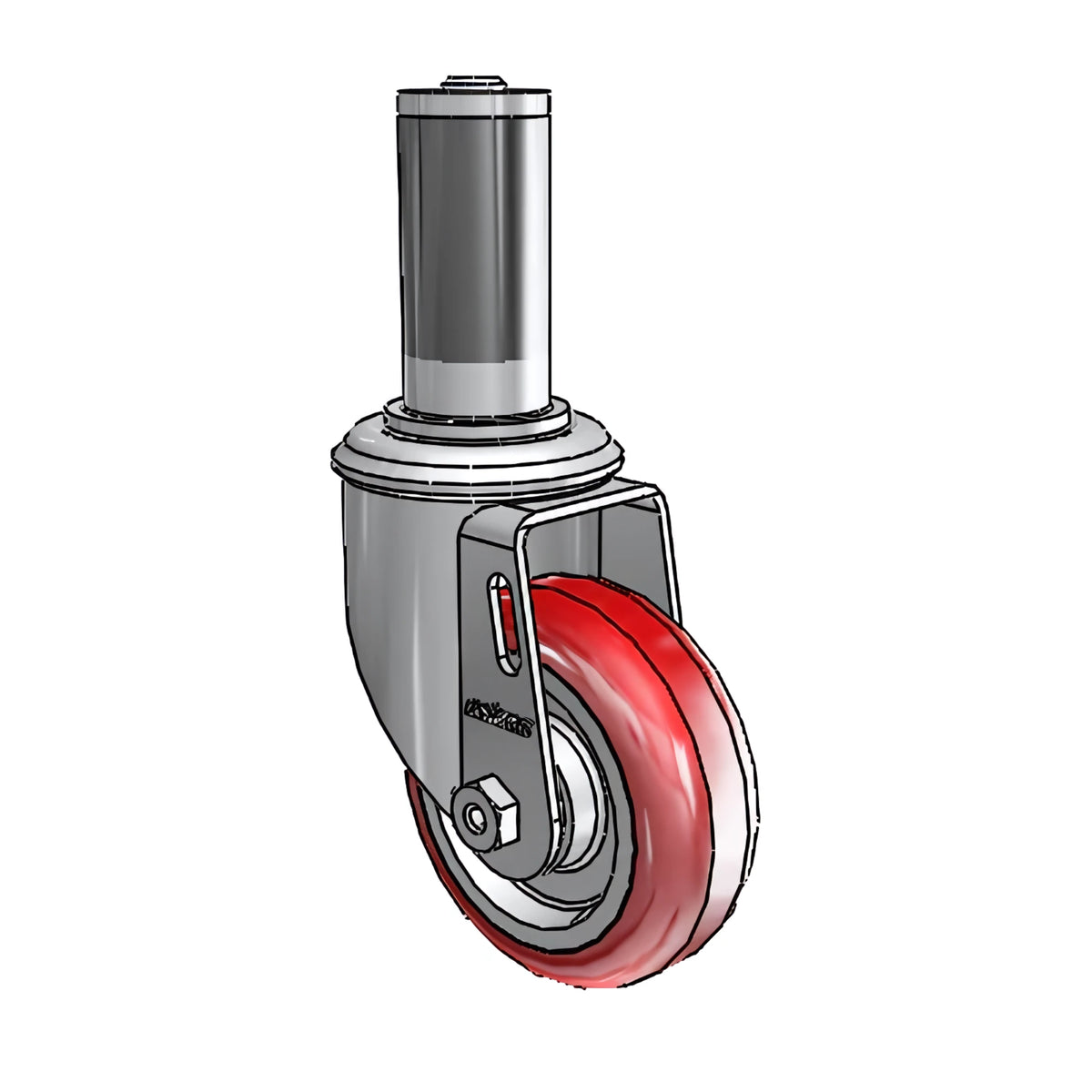 3.5" x 1.25" HI-TECH Delrin Bearing Caster with Expanding Adapter (1-1/4" to 1-5/16" Inside Dia. Round Tubing) - 2.03267.91 MTG44 for Heavy-Duty Industrial Equipment and Machinery colson-header