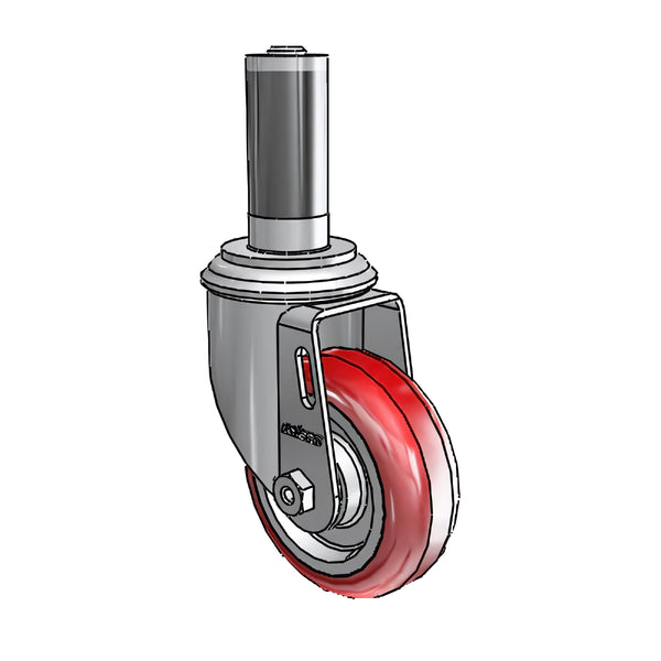 3.5" x 1.25" HI-TECH Delrin Bearing Caster with Expanding Adapter for Square Tubing (1-1/8" to 1-3/16" Inside Dia) - 2.03267.91 MTG53 | Durable, Smooth-Operating Caster for Industrial Applications colson-header