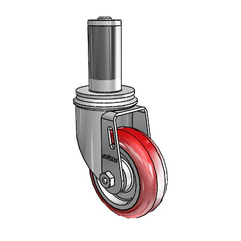3.5" x 1.25" HI-TECH Ball Bearing Caster with Expanding Adapter for 1-1/4" to 1-5/16" Square Tubing - Model MTG54 for Industrial and Material Handling colson-header