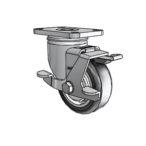 Colson 3.5" Stainless Steel Swivel Caster with Wheel Lock Brake – 2.5" Plate