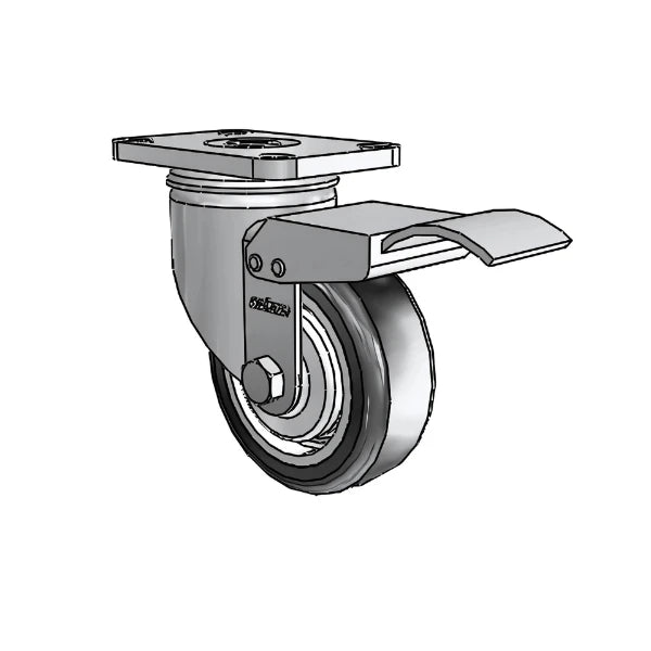 3.5" x 1.25" Stainless High-Temp TPE Precision Ball Caster with Total Lock, 2.5" x 3.625" Plate – Durable Industrial Caster for High-Heat Environments - 2.03456.414 H BRK4 colson-header1
