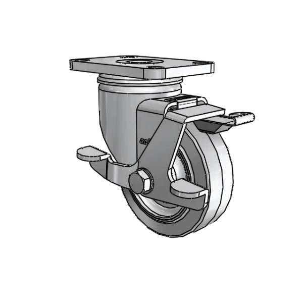 Stainless Steel 3" HI-TECH Rubber Delrin Bearing Side-Lock Swivel Caster with 2.5" Plate colson-header1