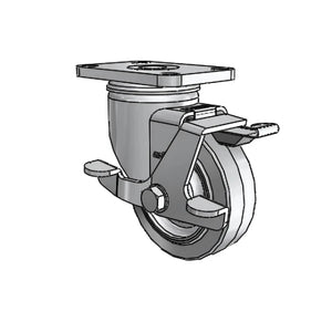Stainless Steel 3" HI-TECH Rubber Delrin Bearing Side-Lock Swivel Caster with 2.5" Plate colson-header1