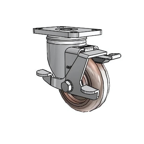 3.5" x 1.25" Thermo Plain Side Lock Caster with High-Temperature Resistant Wheel and 2.5" x 3.625" Plate - Model 2.03456.52 HT BRK1 colson-header