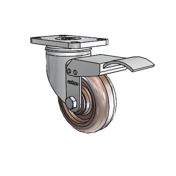 3.5" x 1.25" Thermo Plain Caster with Total Lock and 2.5" x 3.625" Plate - Durable Thermoplastic Wheel for Light to Medium-Duty Applications - Model 2.03456.52 HT BRK4 colson-header