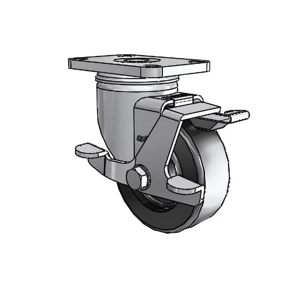 3.5" x 1.25" Stainless Polyolefin Caster with Delrin Bearing, Side-Lock & 2.5" x 3.625" Plate - Model 2.03456.544 BRK1 | Industrial-Strength, Corrosion-Resistant for Commercial Use colson-header