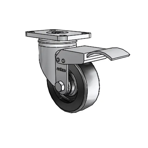 3.5" x 1.25" Stainless Steel Polyolefin Caster with Total Lock & Delrin Bearing - Heavy-Duty 2.5" x 3.625" Mounting Plate (Model 2.03456.544 BRK4) for Industrial & Commercial Use -  | CasterHQ
