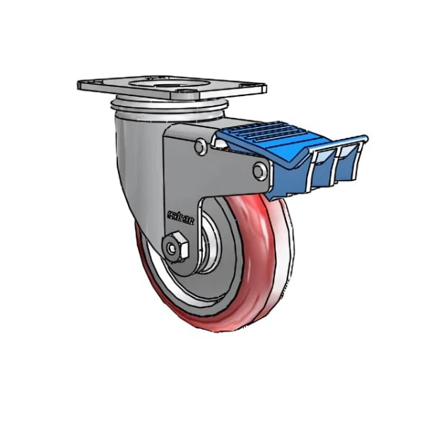 4"x1.25" HI-TECH Ball Bearing Direction Lock Swivel Caster - 275 lb Capacity, 2.5"x3.625" Plate colson-header